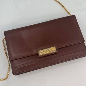 Dior Vintage Leather Clutch w/ Aftermarket Gold Chain– John Galliano era